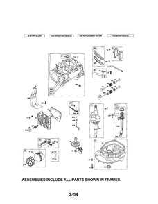 Cylinder/Crankshaft/Sump Diagram and Parts List for 126T02-1225-EA  Briggs and Stratton Engine